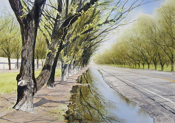 route 28, april |watercolor | 14 x 20 SOLD