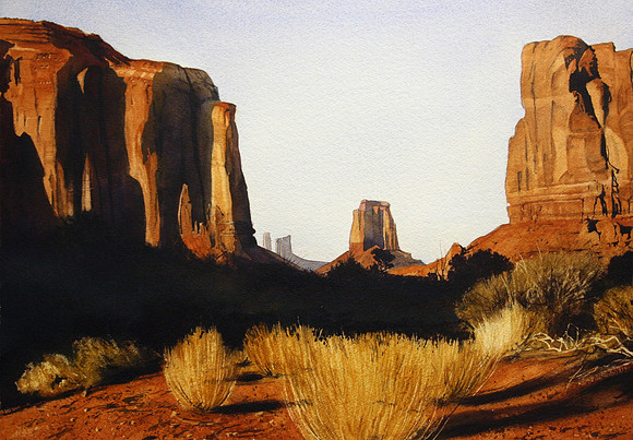 shadows crossing the monument |watercolor | 14 x 20 SOLD