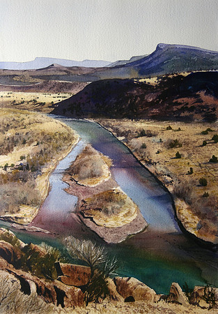 where the river turns |watercolor | 20 x 14 SOLD