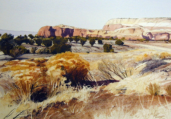 sunlit bluff |watercolor | 8 x 14 SOLD