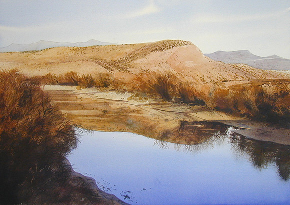 river near caballo |watercolor | 14 x 20 SOLD