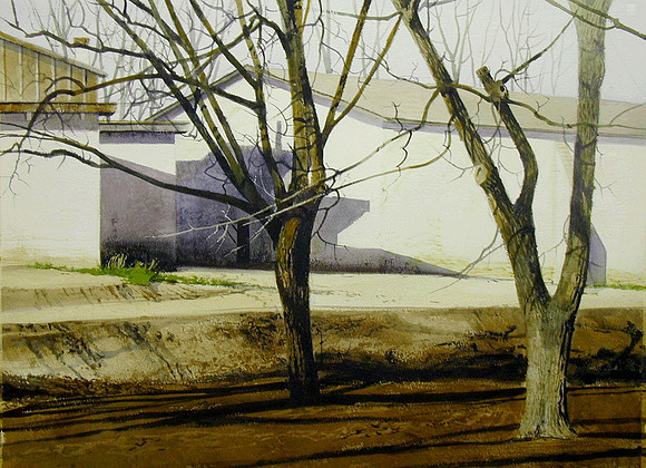 Two Pecan Trees |watercolor | 14 x 20 SOLD