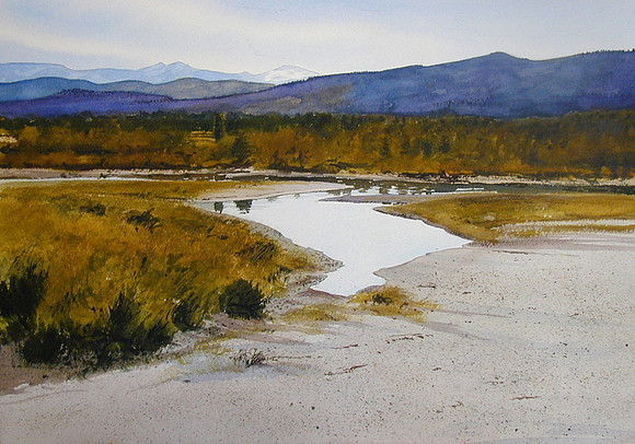 stream and mountains |watercolor | 14 x 20