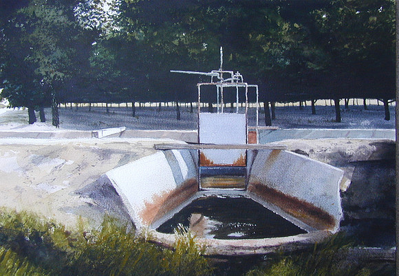 irrigation gate |watercolor | 14 x 20