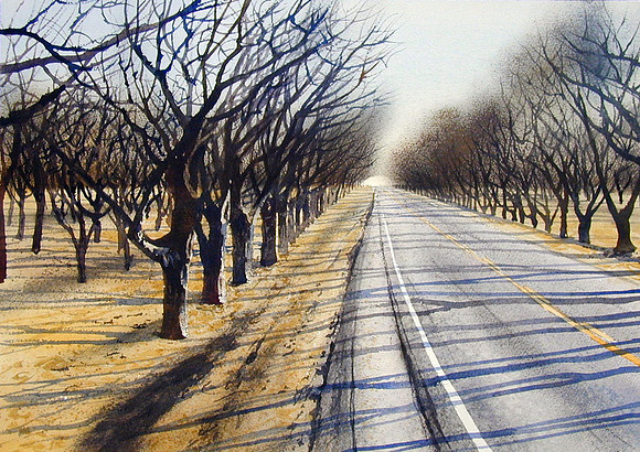 highway in January  |watercolor | 14 x 20 SOLD