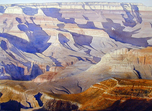 view across the canyon |watercolor | 22 x 30
