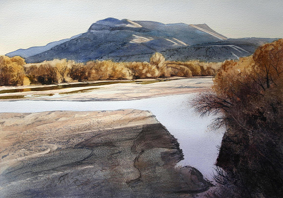river and mountain |watercolor | 14 x 20