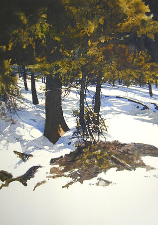 trees in the snow |watercolor | 20 x 14 SOLD