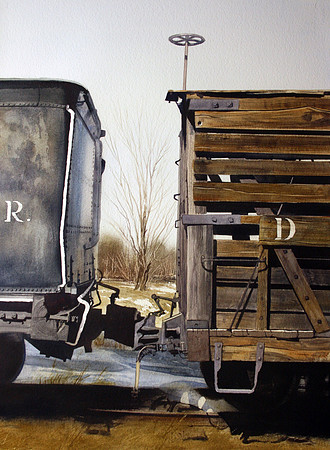 wooden boxcar |watercolor | 30 x 22 SOLD | GICLEE AVAILABLE