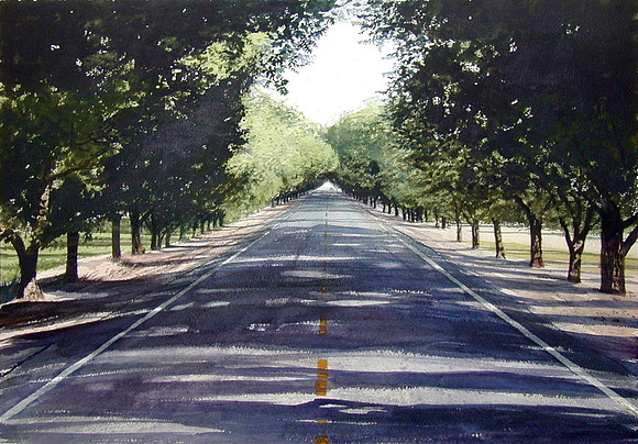 middle of the road   |watercolor | 14 x 20 SOLD