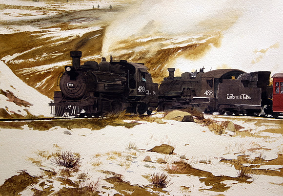 swapping cars | watercolor | 14 x  20 SOLD