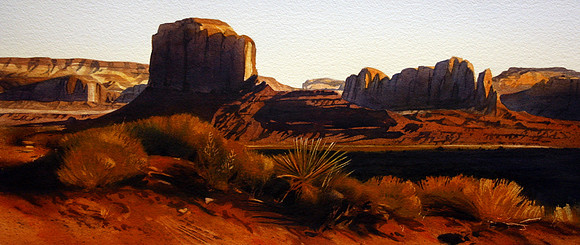long shadows, monument valley | watercolor | 10.25 x 24 SOLD