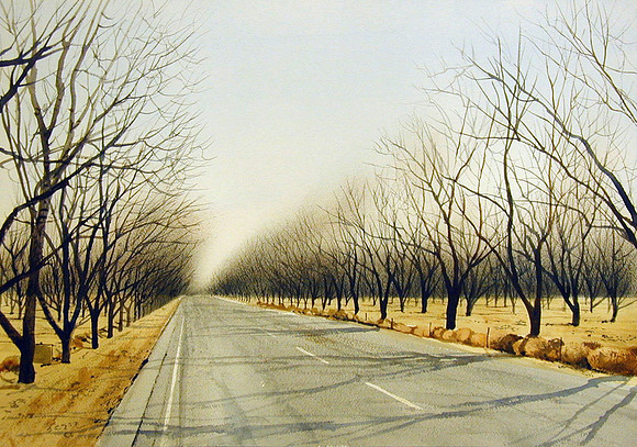 Highway 28, December |watercolor | 14 x 20 SOLD - GICLEE AVAILABLE