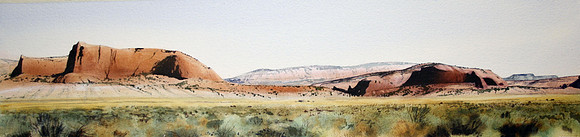 view from 40 |watercolor | 9 x 30 SOLD