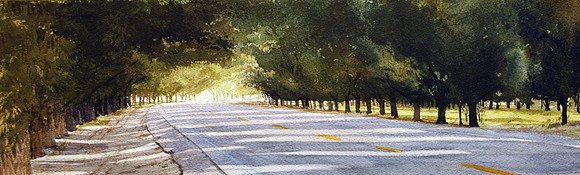 route 28, july |watercolor | 5.75 x 20 SOLD
