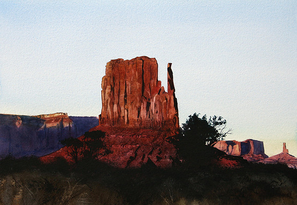 mitten in evening light |watercolor | 14 x 20 SOLD