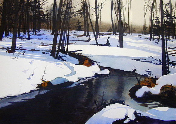 winter stream |watercolor | 14 x 20 SOLD