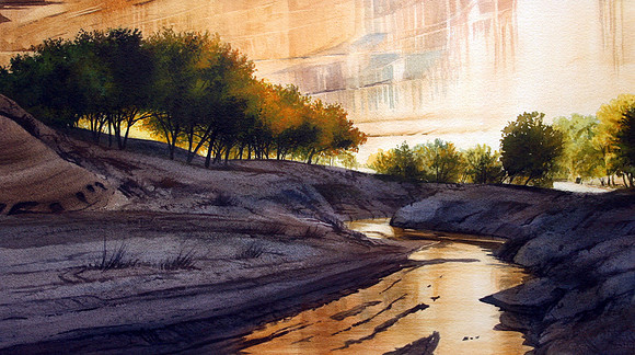 treeline in the canyon | watercolor | 17 x 29.5 SOLD