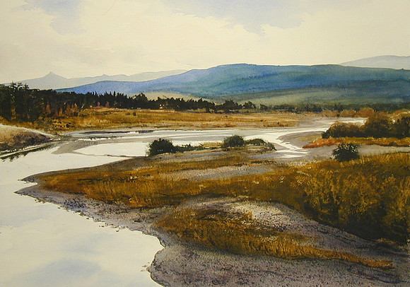meandering river |watercolor | 14 x 20
