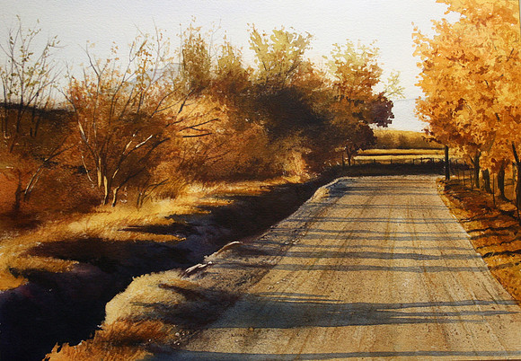 valley road |watercolor | 14 x 20 SOLD