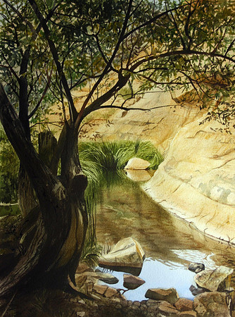 quiet spot, sitting bull falls |watercolor | 30 x 22 SOLD