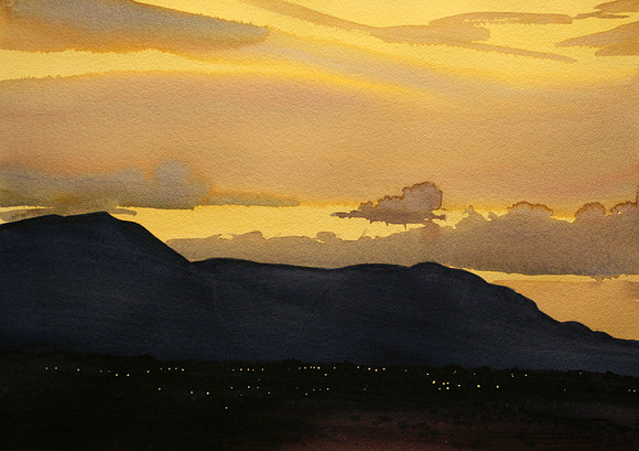 robledos sunset |watercolor | 14 x 20