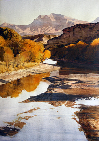 the river is low |watercolor | 20 x 14 SOLD