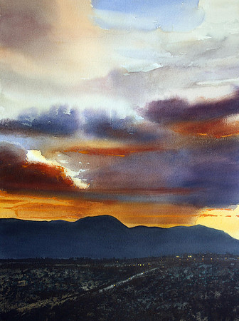 sunset over the robledos |watercolor | 30 x 22 SOLD
