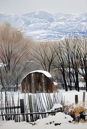 taos winter |watercolor | 20 x 14 SOLD