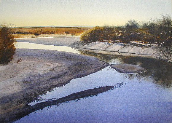 shadows on the river   |watercolor | 22 x 30 SOLD