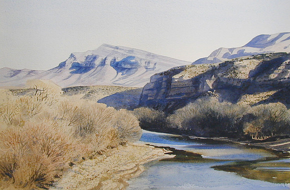riverscape in winter |watercolor | 14 x 20 SOLD