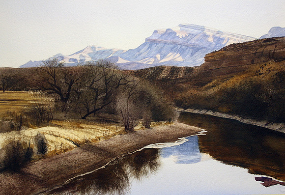 rio grande and caballos |watercolor | 14 x 20 SOLD