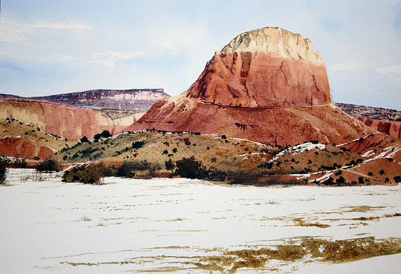 winter at ghost ranch |watercolor | 14 x 20