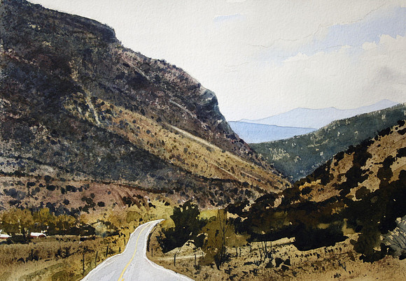 taos highway |watercolor | 10 x 16