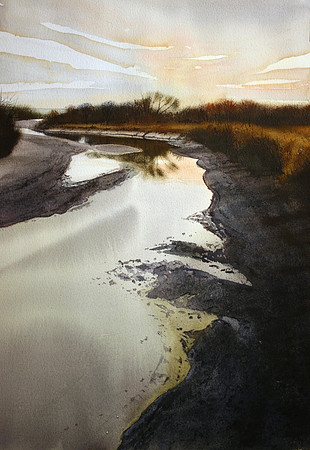 up the river |watercolor | 20 x 14 SOLD