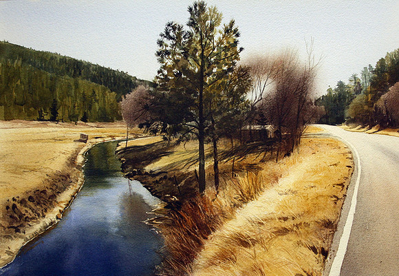 road near cloudcroft |watercolor | 14 x 20
