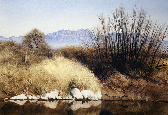 organs seen from the river |watercolor | 14 x 20 SOLD - GICLEE AVAILABLE