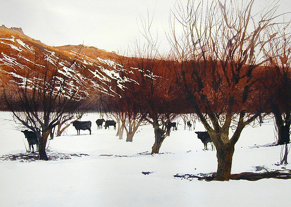 red hills and snow |watercolor | 14 x 20 SOLD