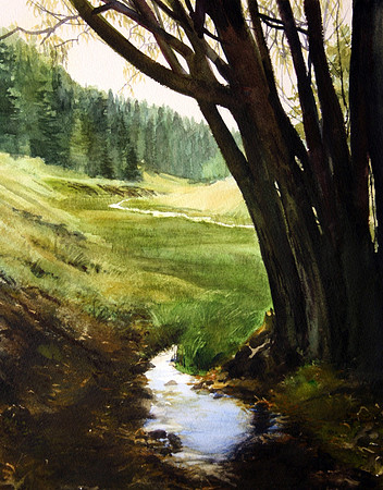 cloudcroft stream  | watercolor | 18 x 14