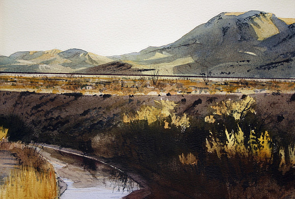 distant tracks |watercolor | 10 x 16 SOLD