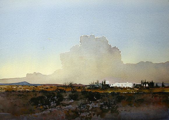 white adobe |watercolor | 10 x 16 SOLD