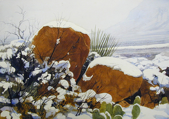 snow on the rocks